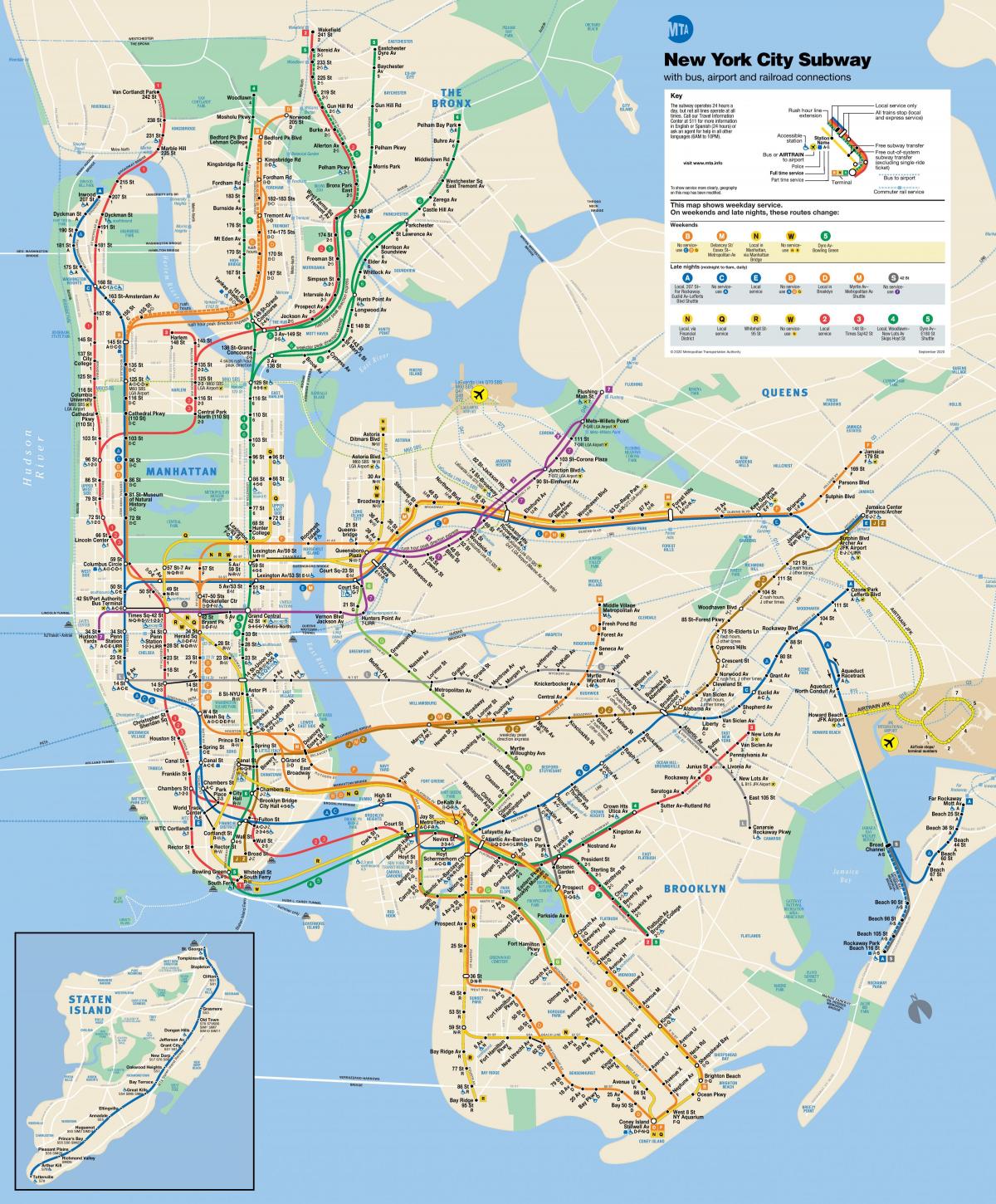New York street map met de metro stations