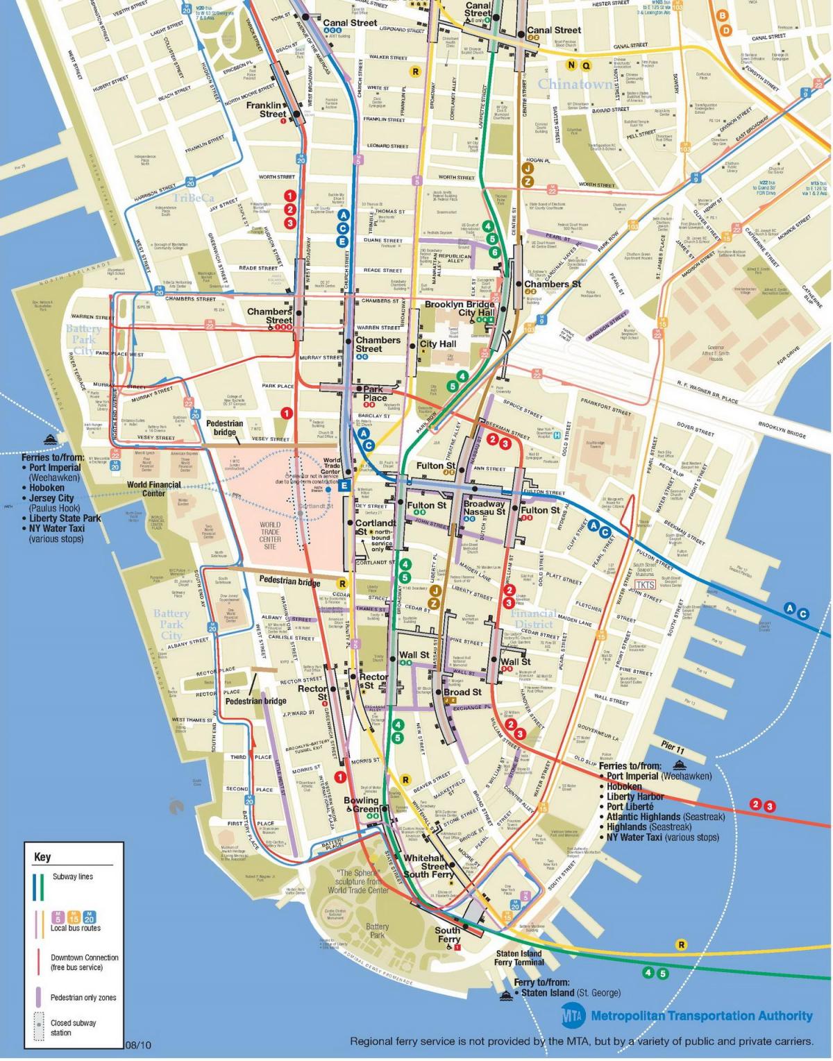 afdrukbare kaart van het centrum van New York City