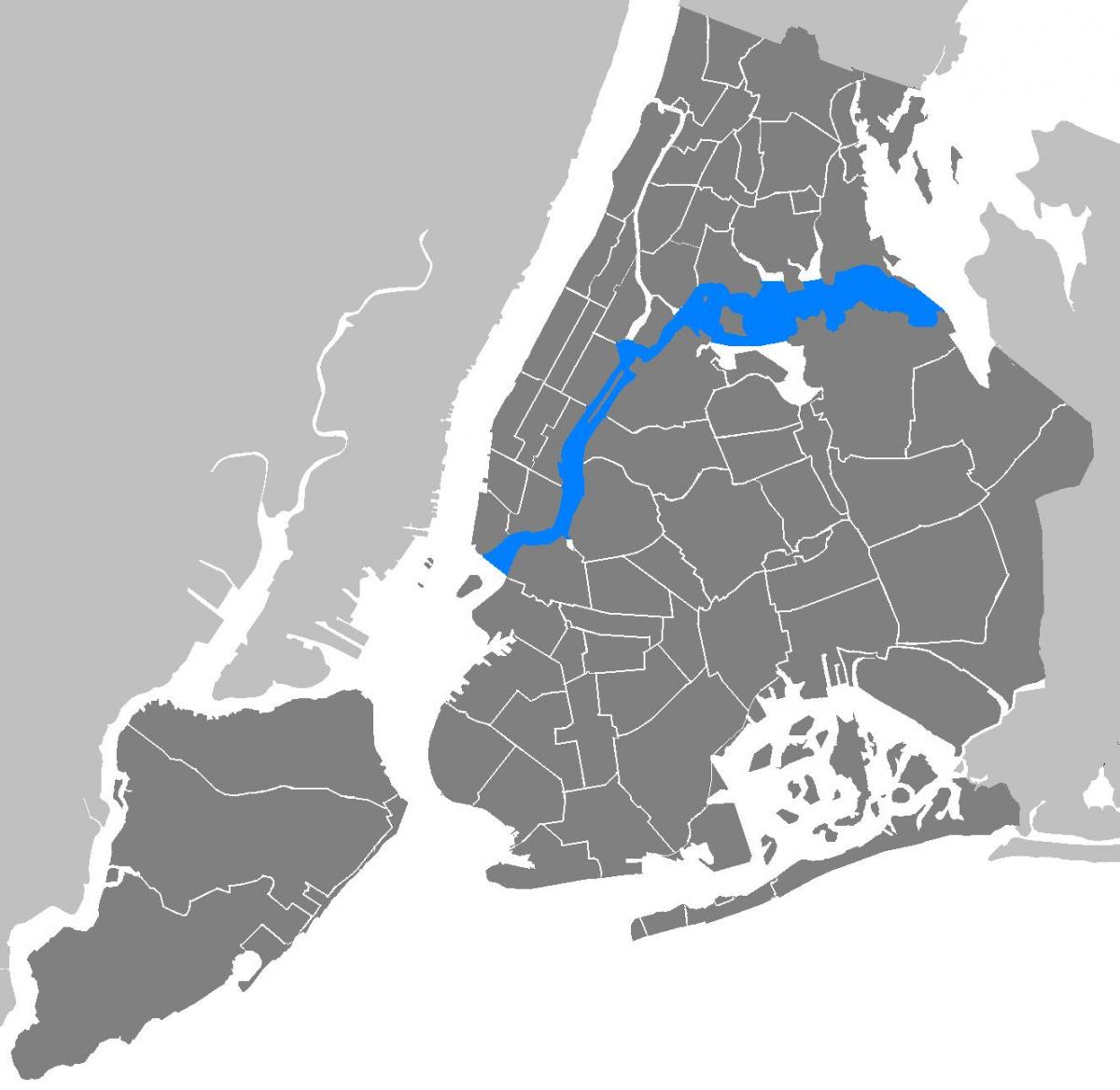 east river in new YORK-kaart