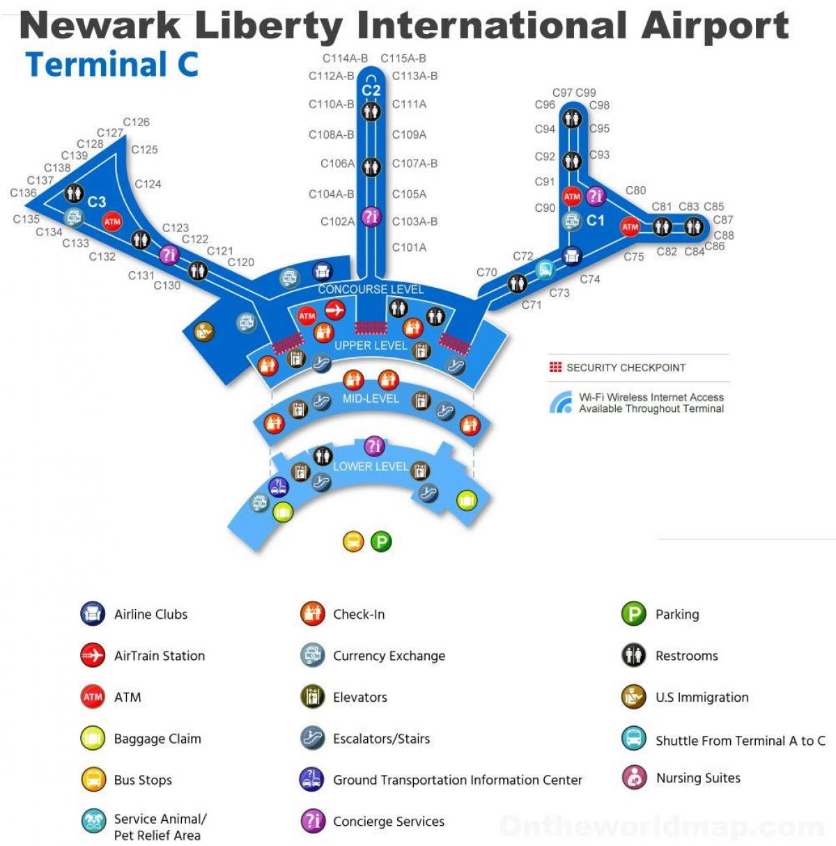 kaart van EWR terminal c