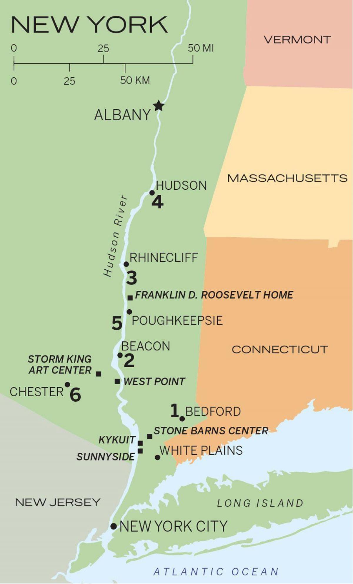 hudson river kaart NYC