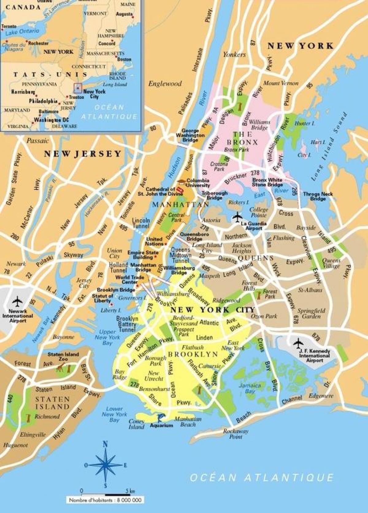New York City, New York-kaart