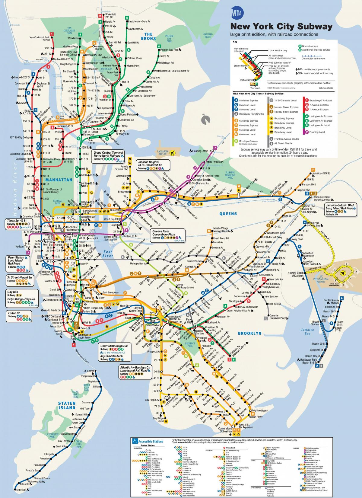 New York MTA metro kaart