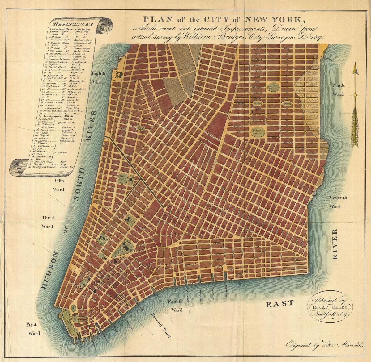 kaart van New York City 1800