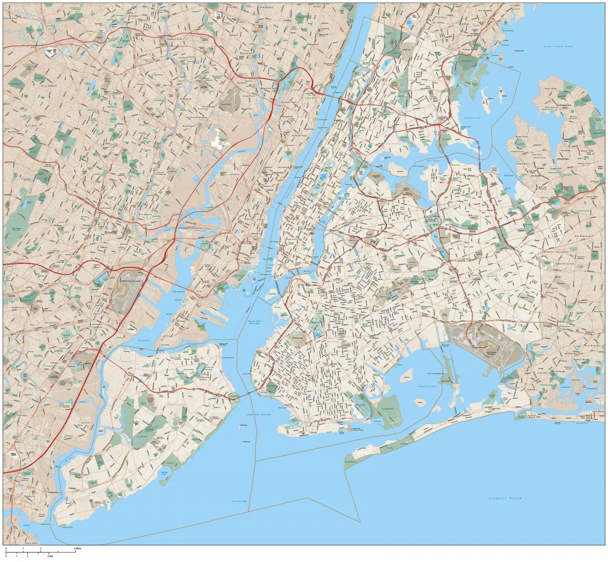 afdrukbare kaart van New York