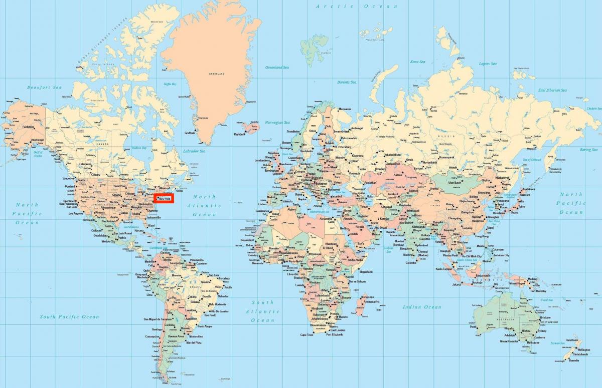kaart van de wereld te zien in New York
