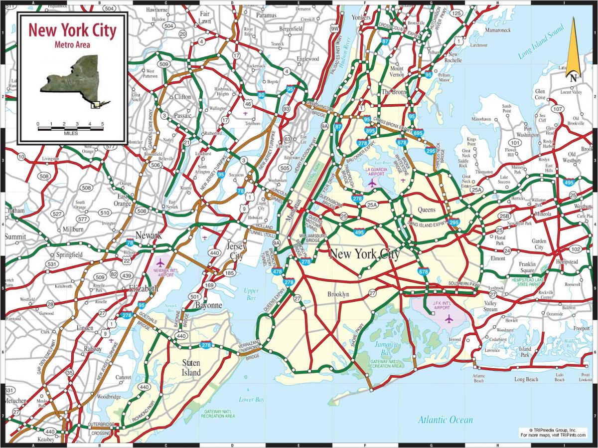 New York City wegen kaart