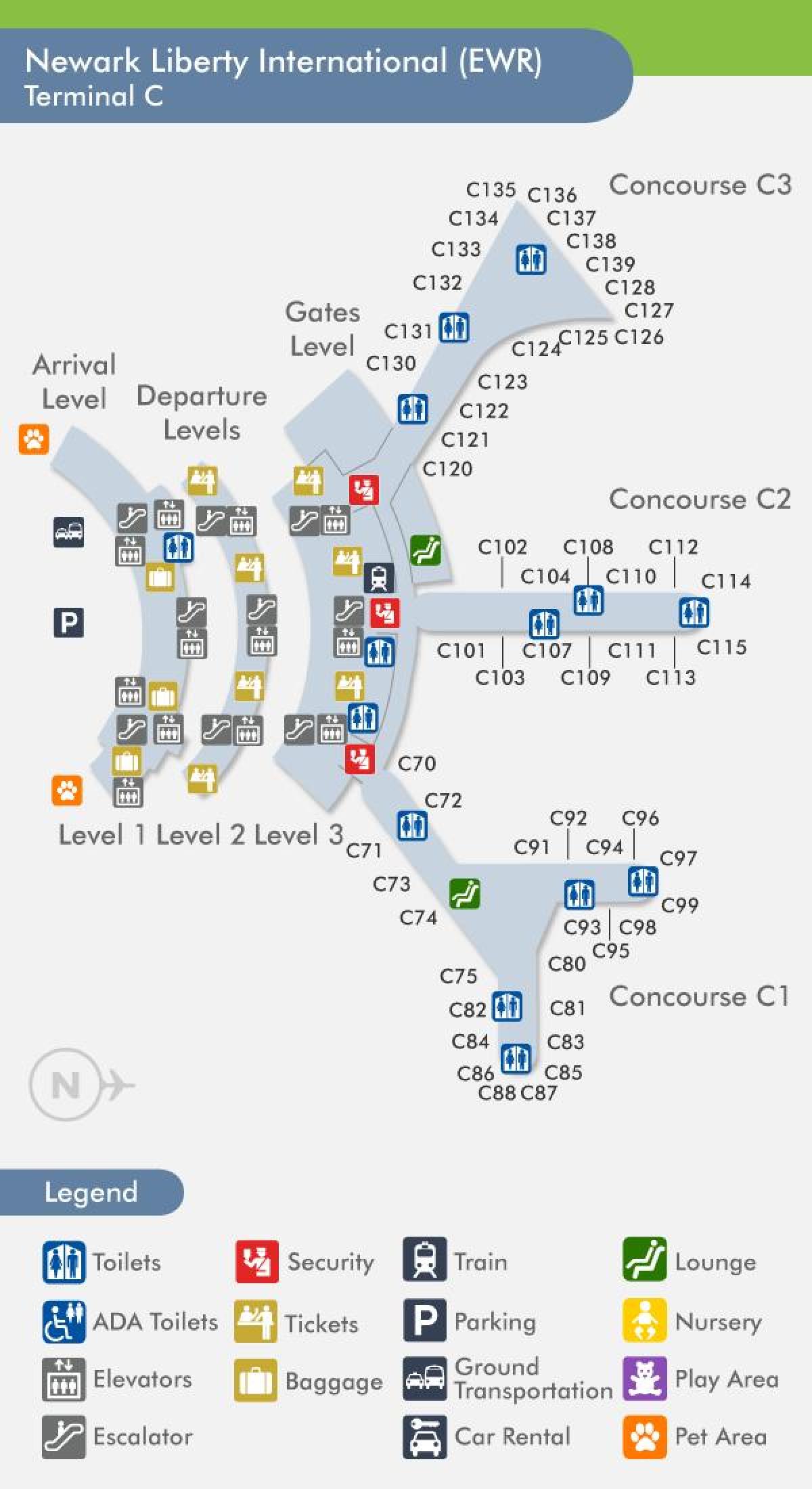 kaart van Newark terminal c
