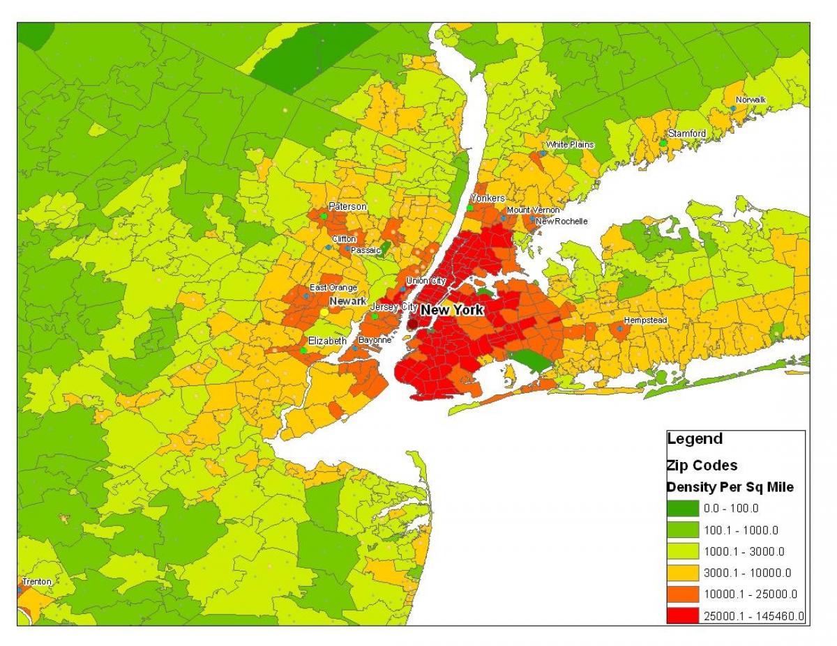 New York City bevolking kaart