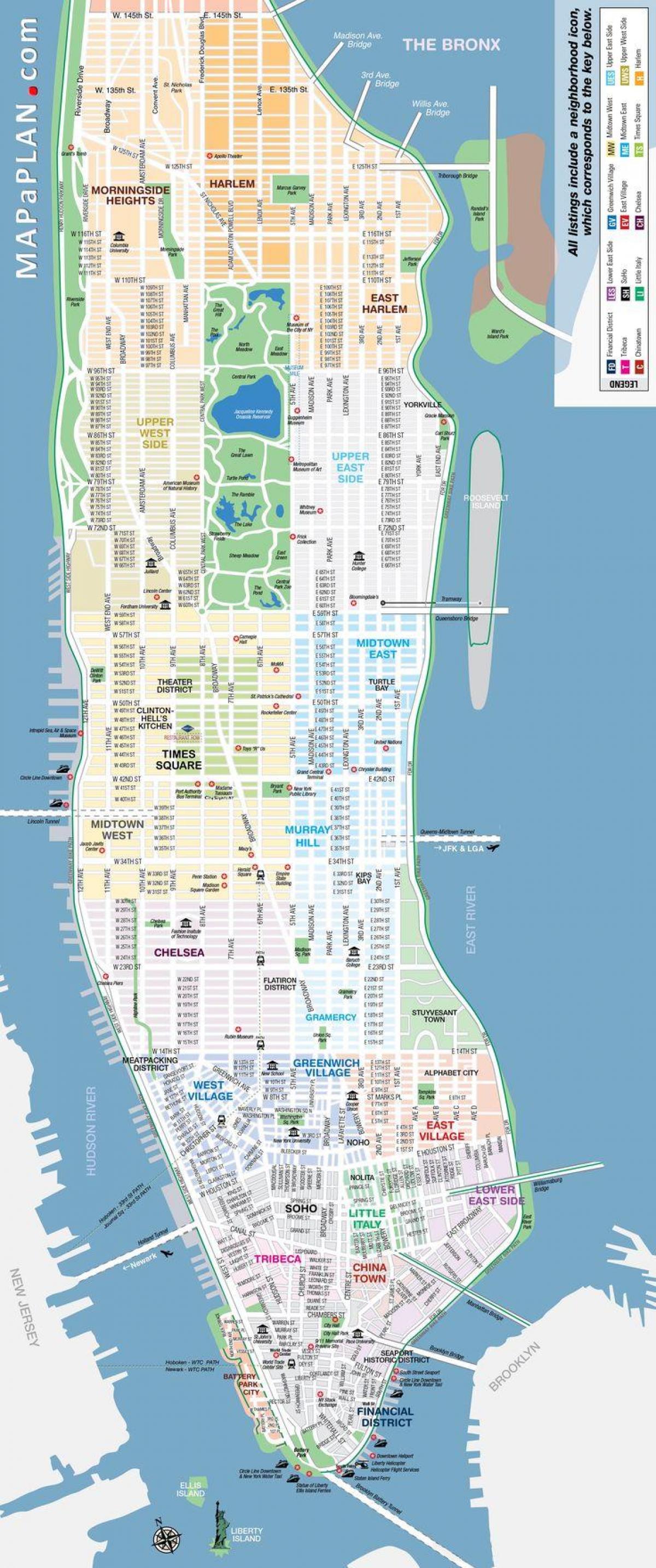 kaart van NYC buurt met straten