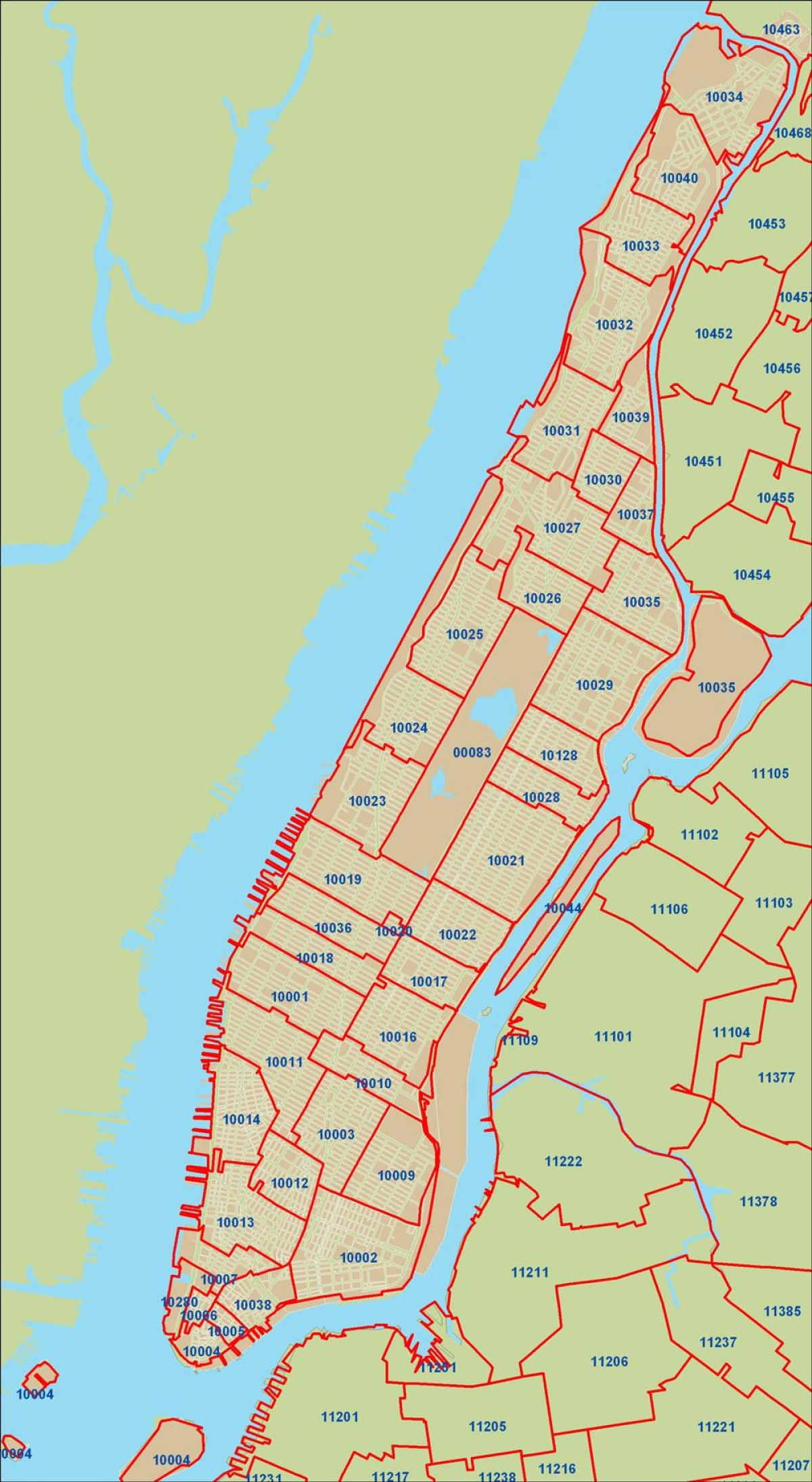 kaart van NYC zip-code