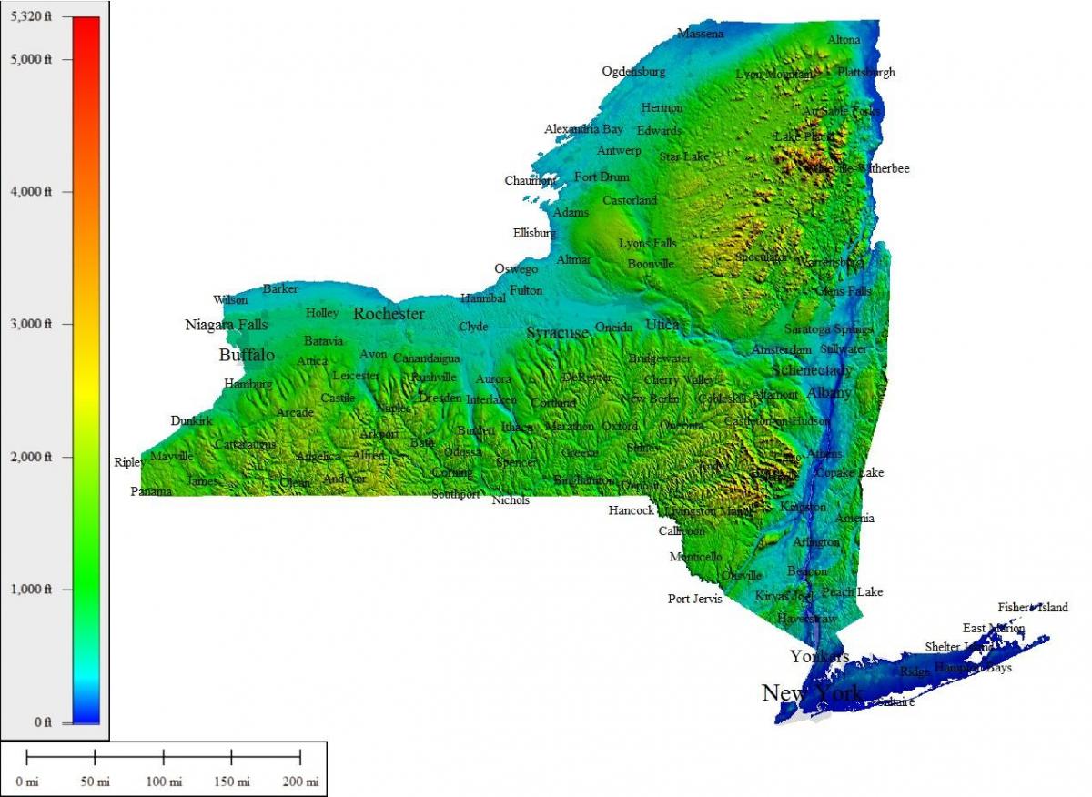 kaart van de topografische NYC