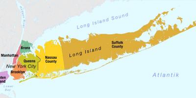 Kaart van New York City, waaronder long island