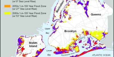 Stijging van de zeespiegel kaart van New York